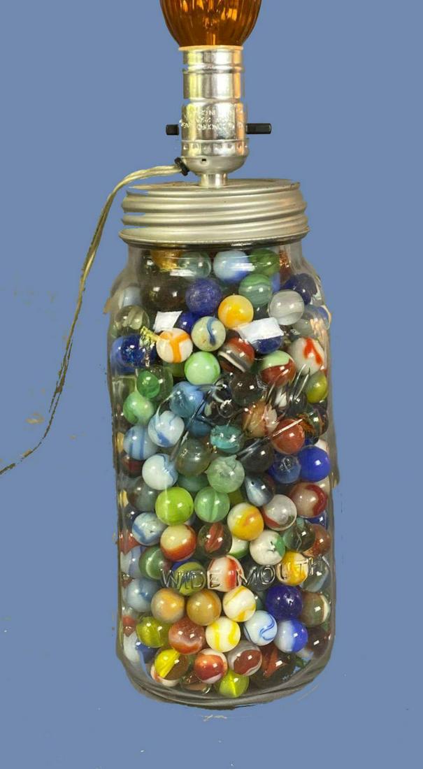 Antique & Vintage Marble Mason Jar Lamp: Marble mason jar lamp.Shipping Available