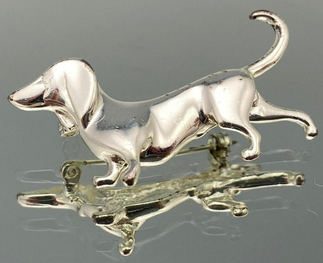 Sterling Silver Wiener Dog Dachshund Pin (1 of 8)