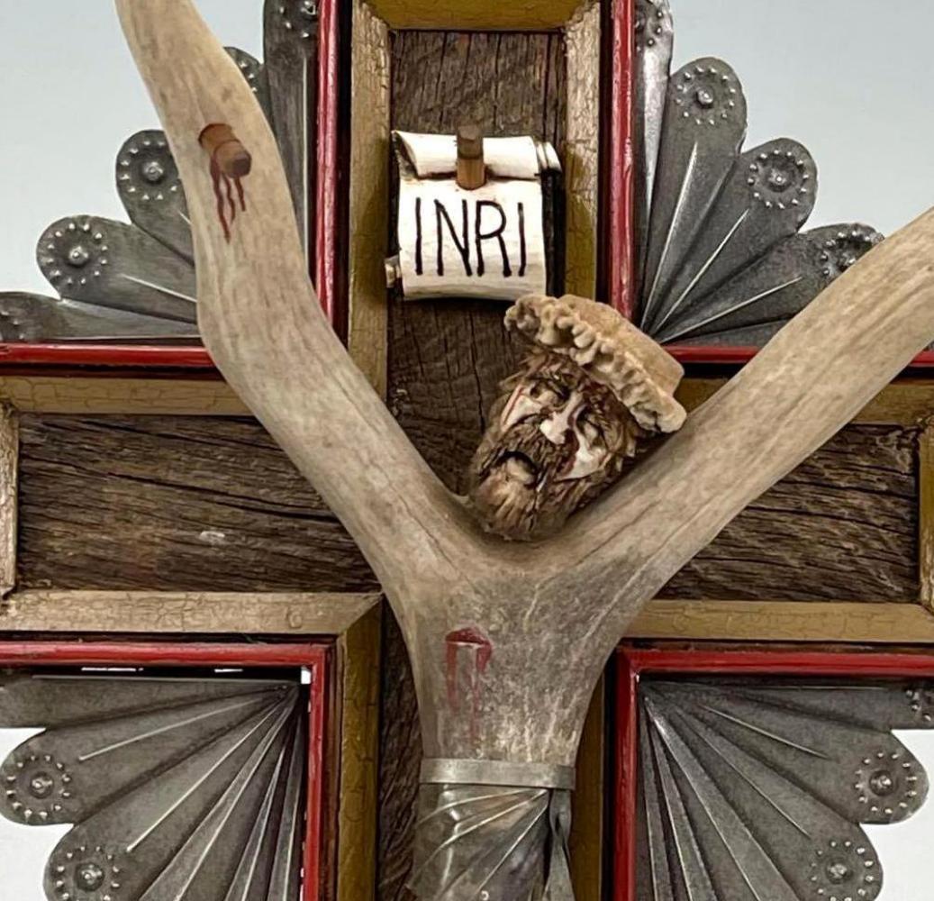 Arturo Montano, New Mexican Folk Art Crucifix of Deer (1 of 18)