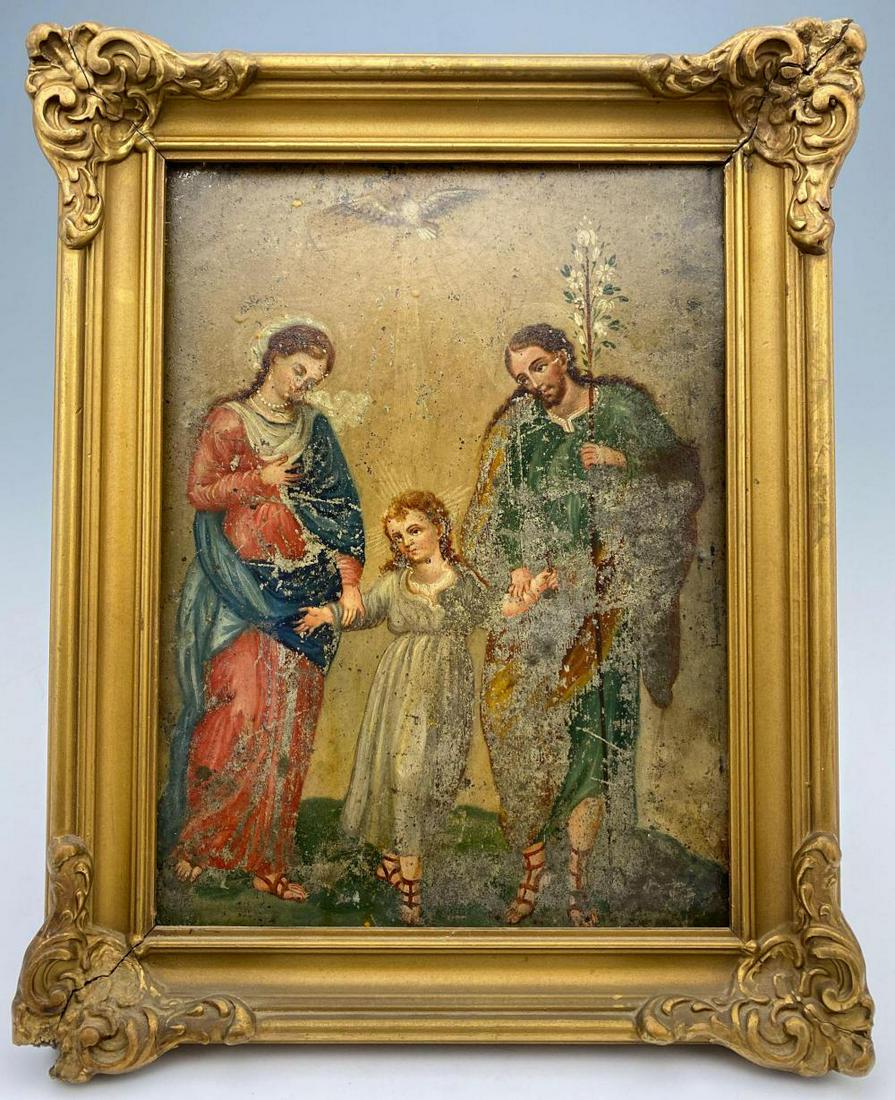 Older Mexican folk Art Retablo Painting on Tin (1 of 6)