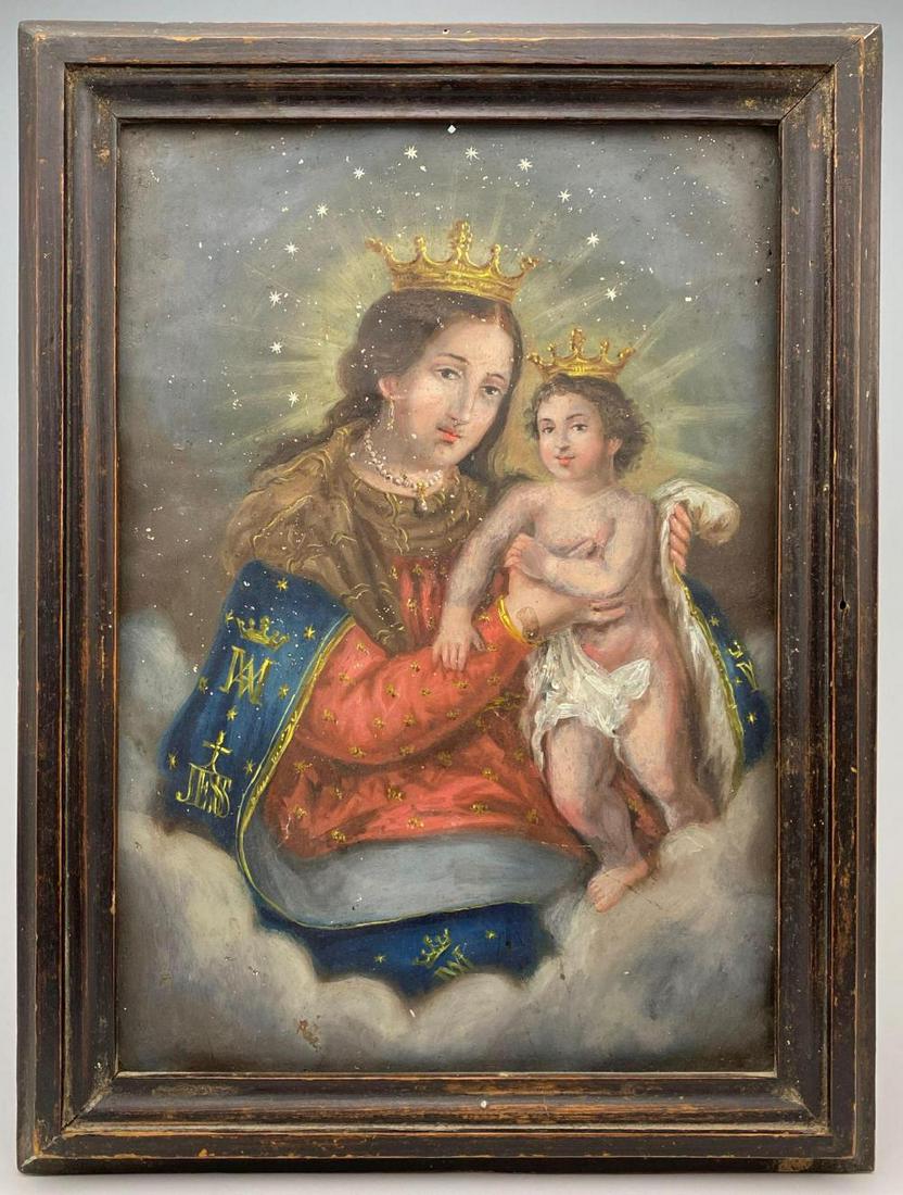 Older Cuzco School Retablo Painting on Tin, Mary and (1 of 7)