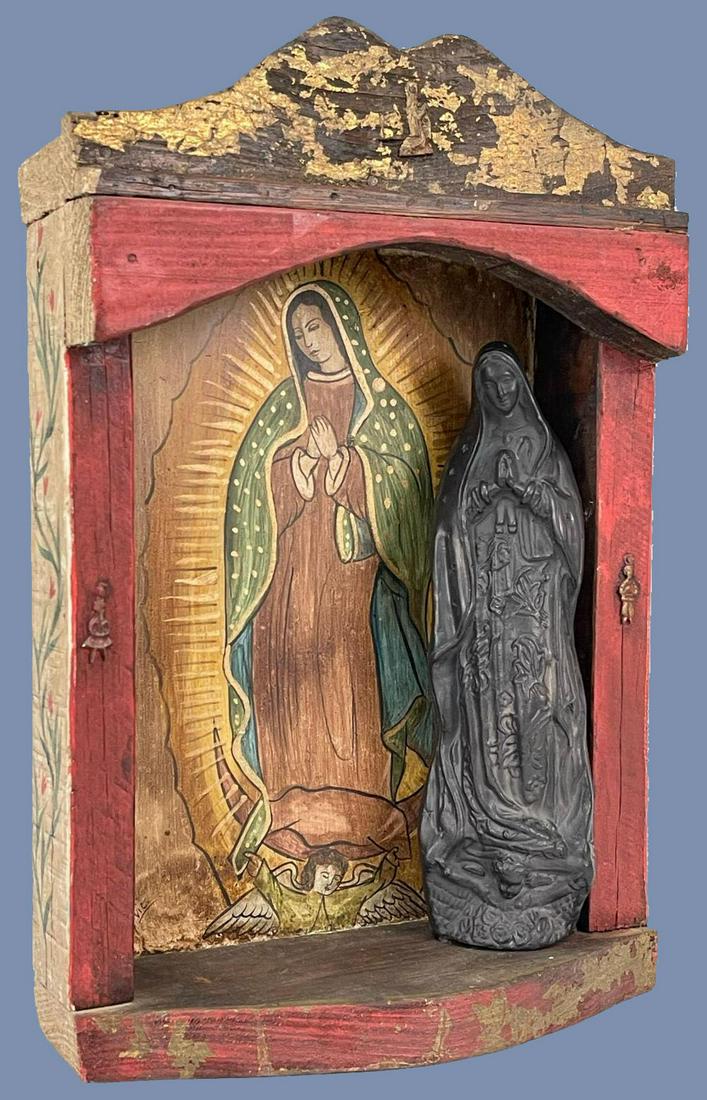 Mexican Retablo in Milagro Folk Art Shrine with Virgin (1 of 20)