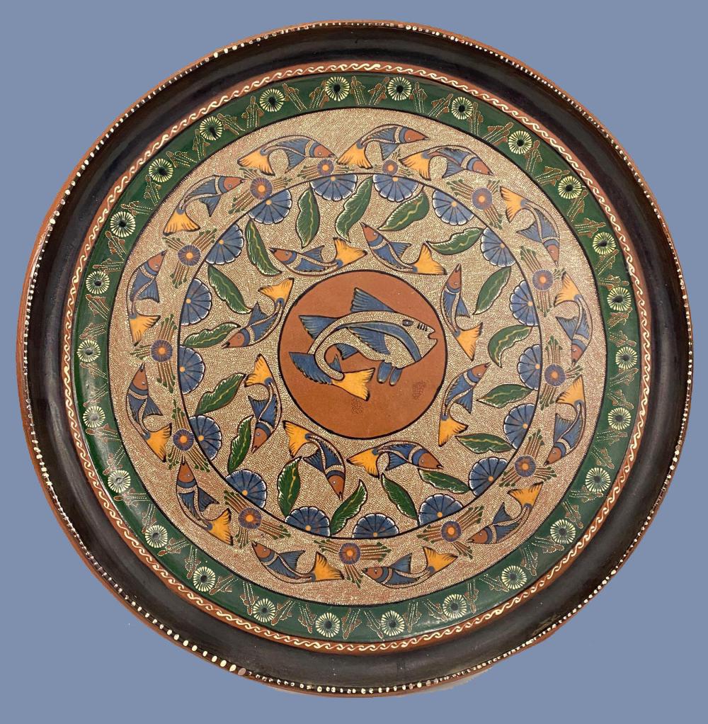 Mexican Folk Art Pottery Charger with Fish (1 of 8)