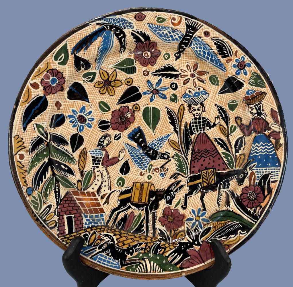 Tlaquepaque Mexican Folk Art Pottery Charger, Signed (1 of 9)