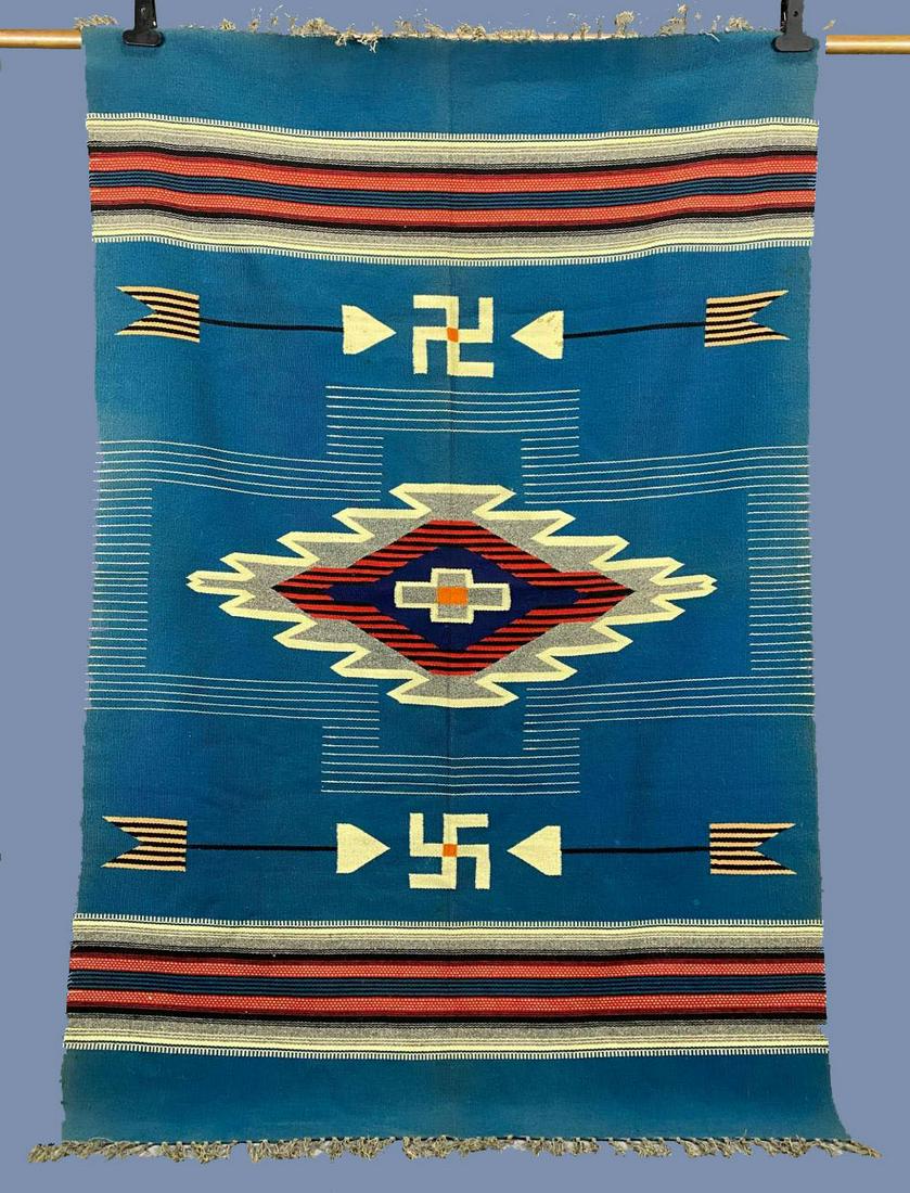 1920's Chimayo Native American Rug With Peace Symbol (1 of 16)