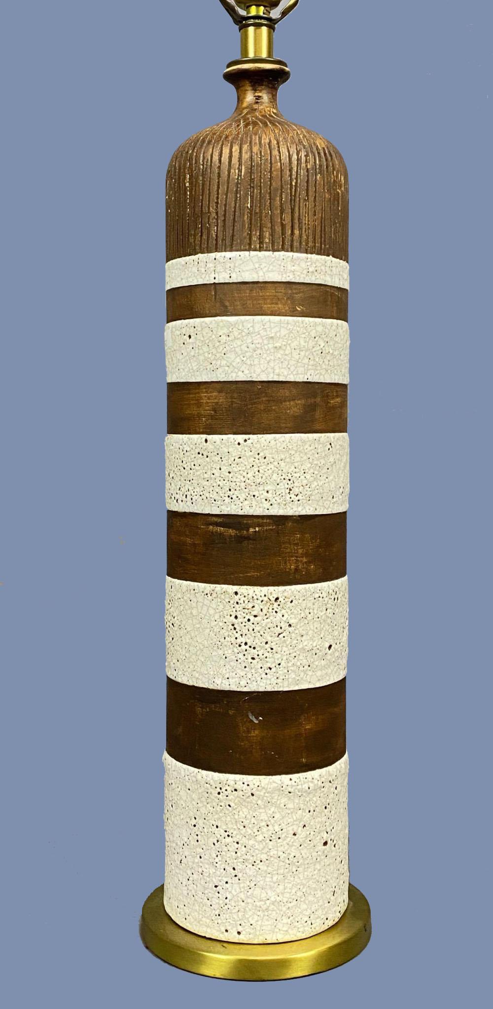 Italian Glazed Ceramic Pottery Lamp, Mid Century Modern (1 of 10)