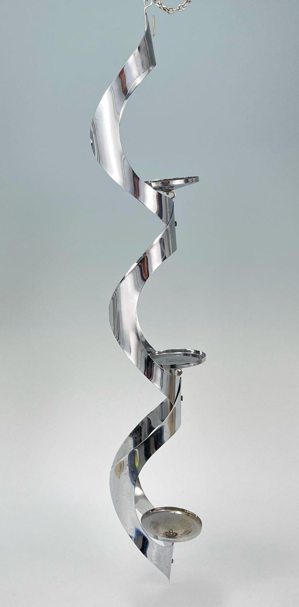 Mid Century Modern Chrome Hanging Candle Holder Light (1 of 13)