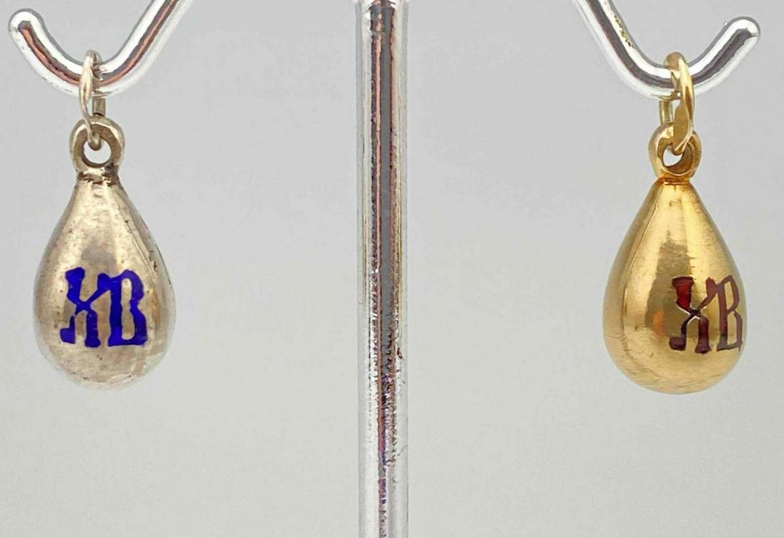 Russian Gold and Silver Egg Pendants, Marked XB for (1 of 8)