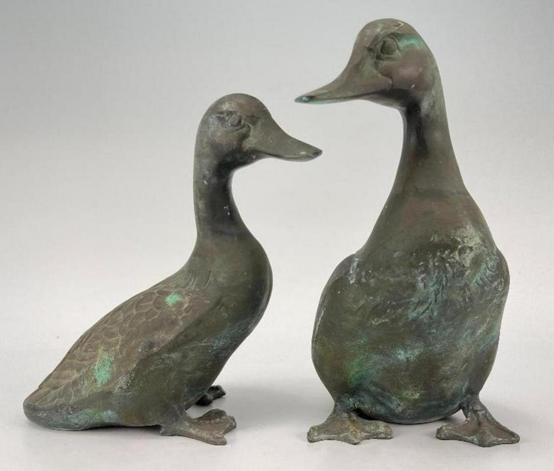 Pair of Patinated Bronze Ducks (1 of 10)