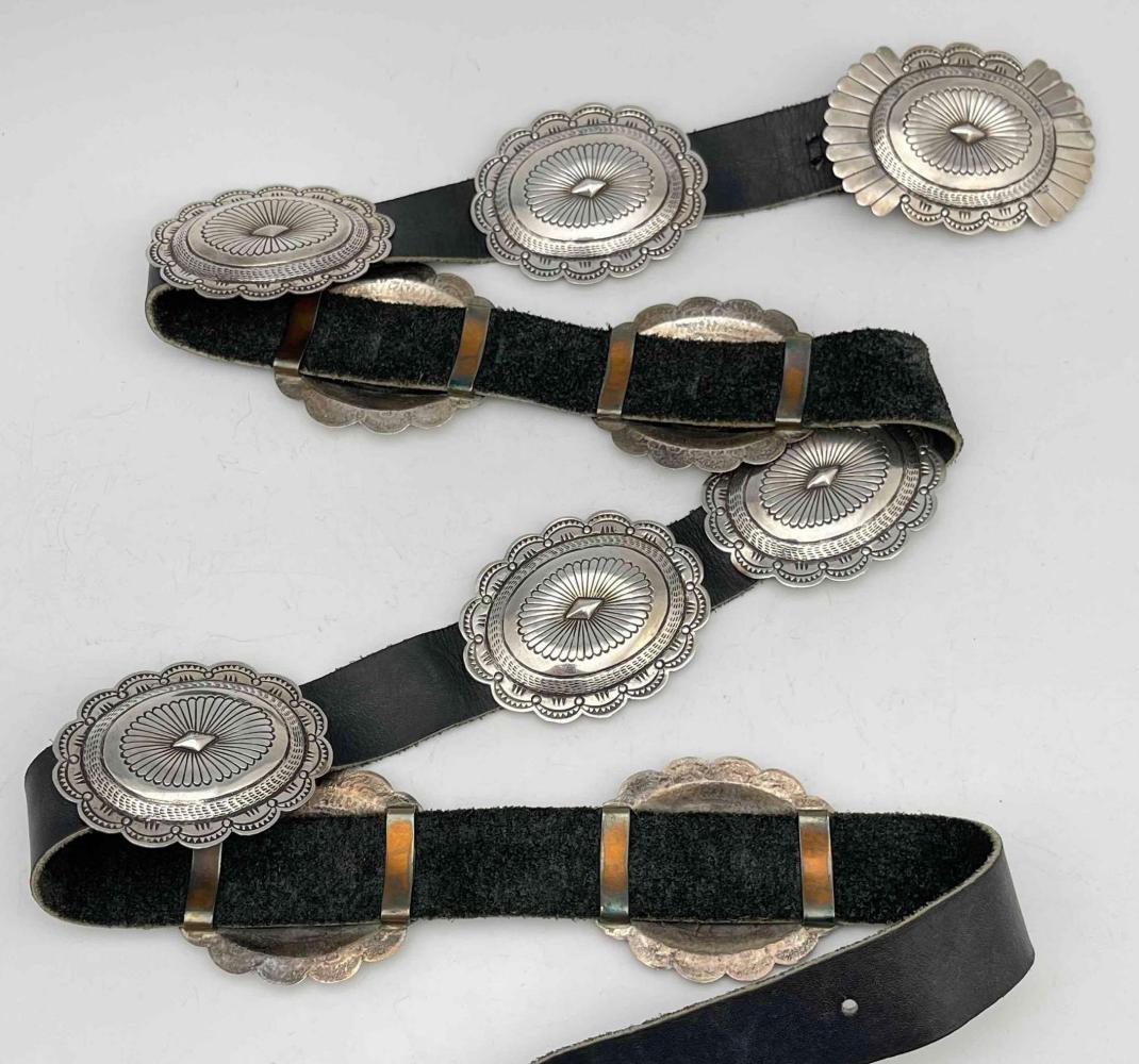 Vintage Navajo Belt With Sterling Silver Conchos (1 of 14)