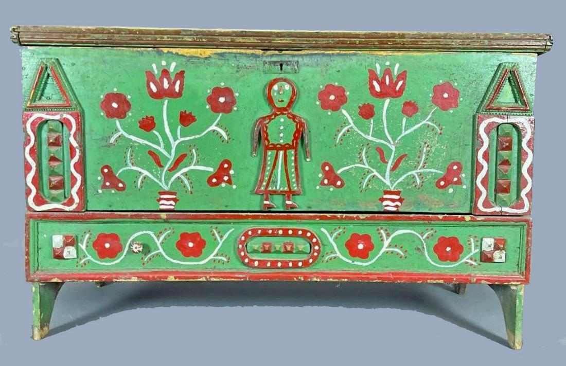 Antique Hungarian Folk Art Painted Chest (1 of 20)