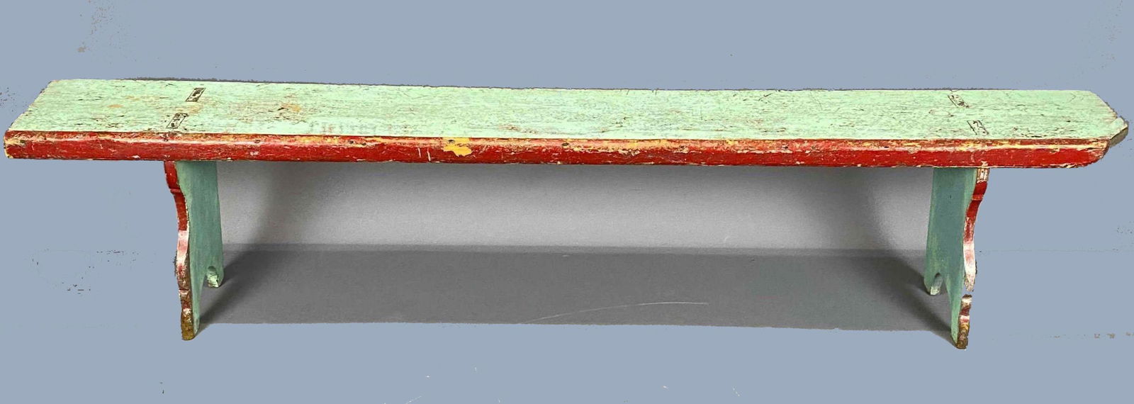 Antique American Painted Bench, Green and Red (1 of 16)