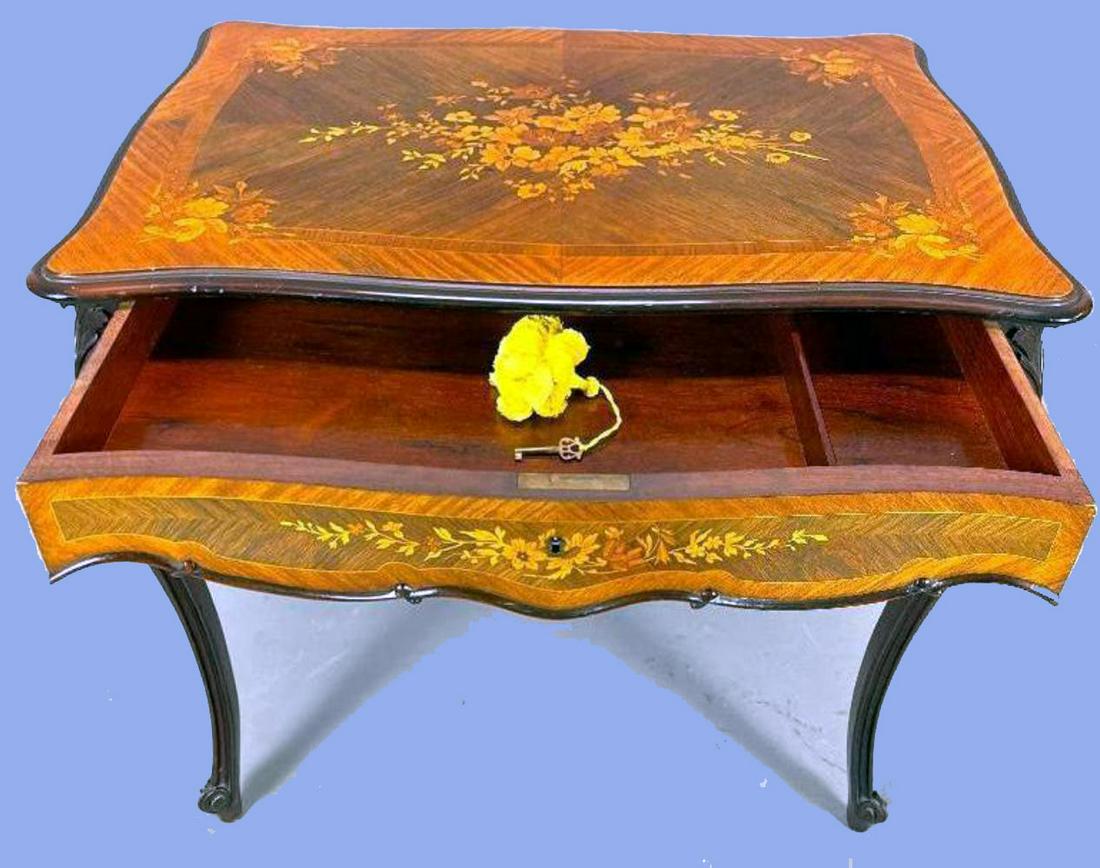 Antique Continental Marquetry Inlay Desk (1 of 17)