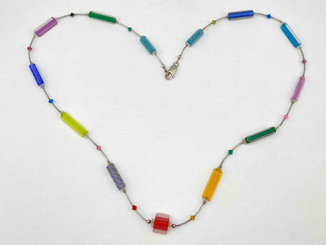 Liquid Sterling Silver Art Glass, & Ball Bead Necklace (1 of 7)