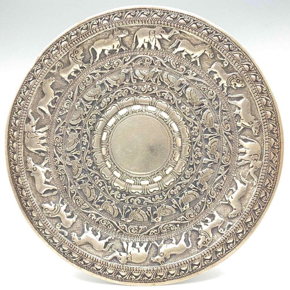 Antique Sri Lankan Moonstone Silver Charger (1 of 4)