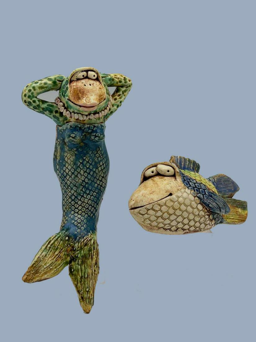 Wild Earth Stoneware Mermaid And Fish (1 of 9)