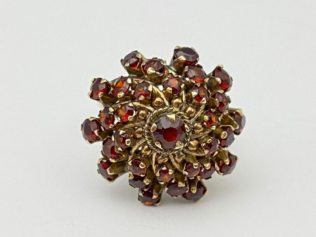 14K Gold Victorian Garnet Cluster Cocktail Ring (1 of 8)