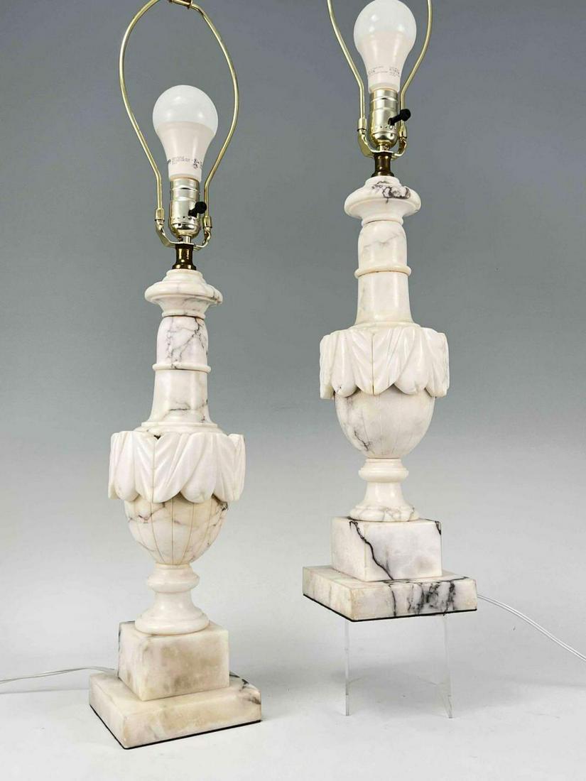 Pair of Italian Carrera Marble Lamps (1 of 16)