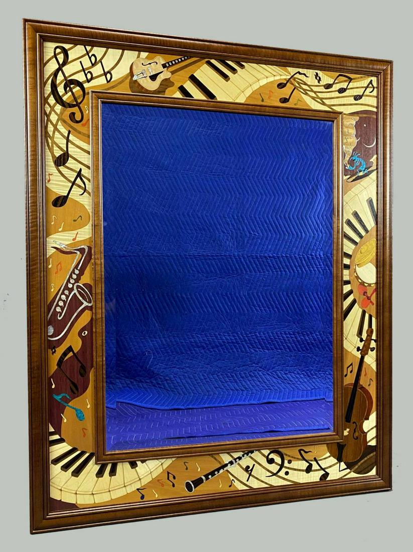 Fine American Marquetry Mirror Decorated with Musical (1 of 20)