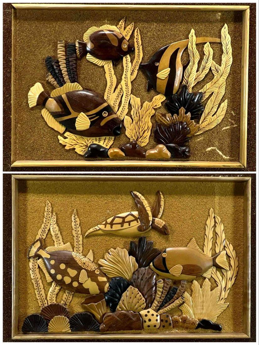 Hawaiian Marquetry Aquatic Fish Plaques (1 of 20)