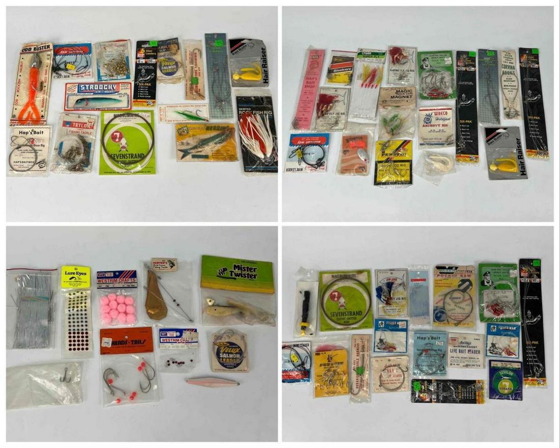 New Old Stock Fishing Tackle: New Old Stock Fishing Tackle. Hap's Bait, Trylon Fishing Tackle, Gibb's Cod Buster, Steel Leaders, Sevenstrand Magnumwire, Skirted Rock Fish Rig, Wire Leader, Penguin Rock Cod Rig, Wheco Anchovy Rig, 
