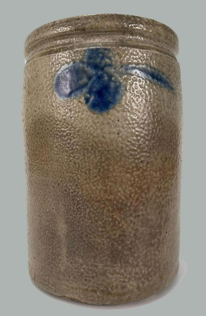 Antique Stoneware Crock With Cobalt Blue Flower (1 of 11)
