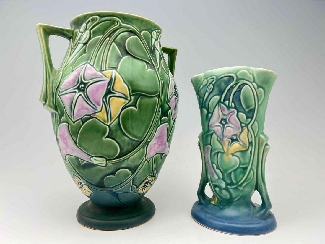 Two Roseville Morning Glory Art Pottery Vases (1 of 13)