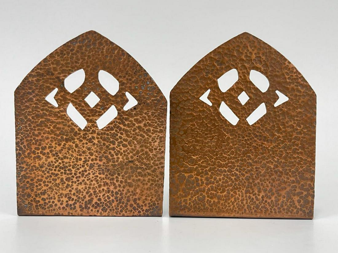 Pair of Arts and Crafts Hammered Copper Bookends (1 of 6)
