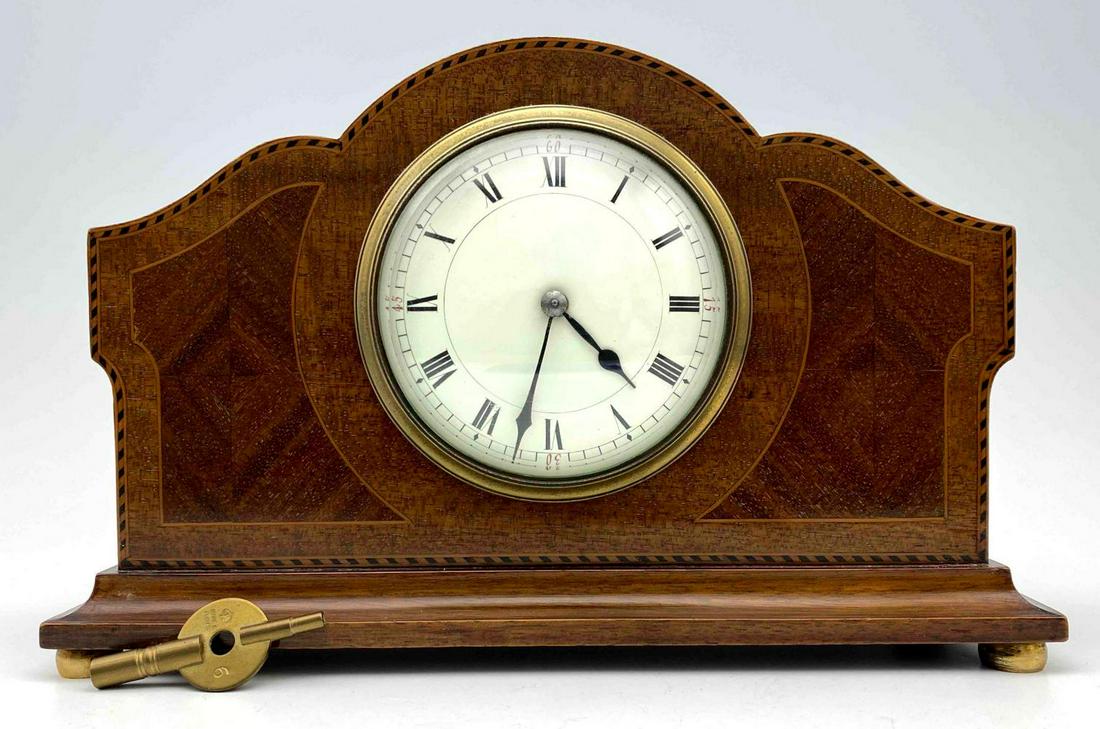 Antique English Buren  Mahogany Marquetry Inlay Mantel (1 of 9)