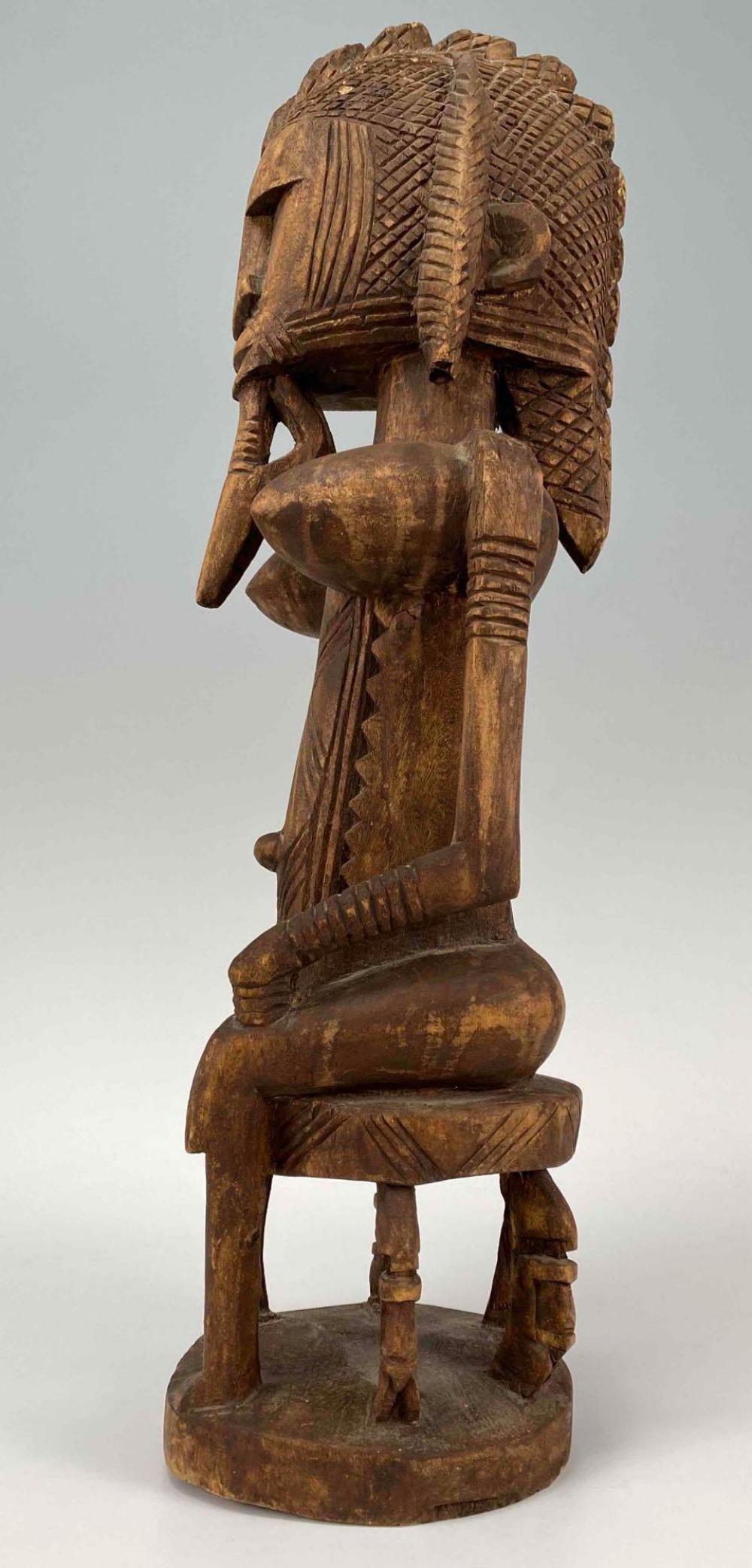 Hand Carved West African Bombara, Figure on Stool (1 of 18)