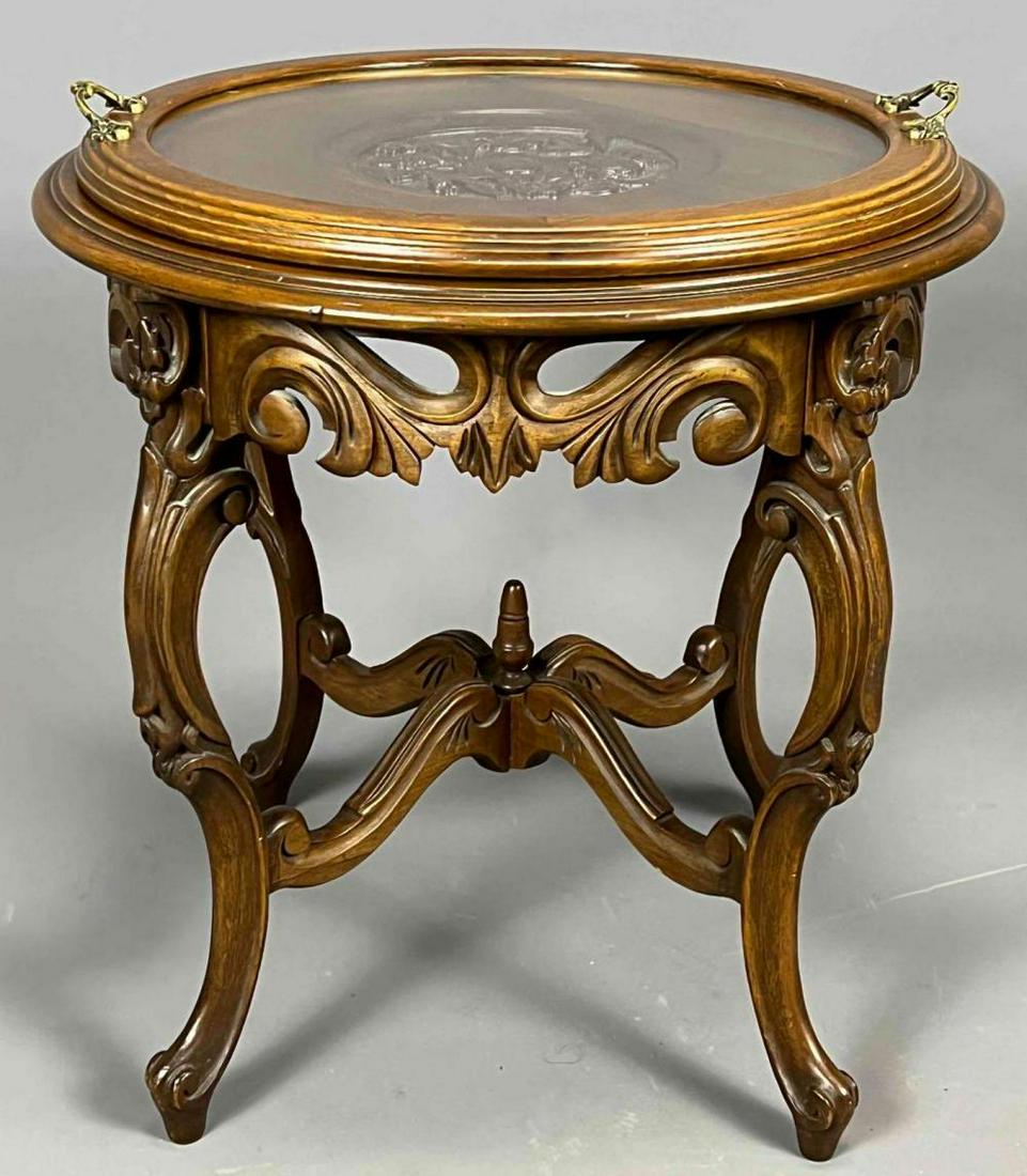Glass Tray Top Carved Butler's Table (1 of 17)