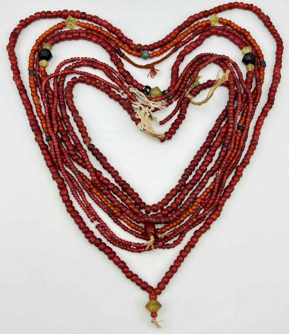 Eight Strands of Red and White African Trade Beads (1 of 19)