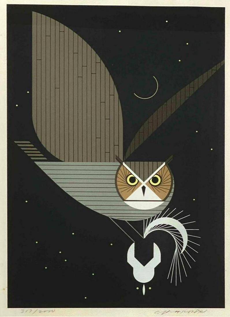 Charley Harper, Modernist Owl Serigraph on Paper (1 of 15)
