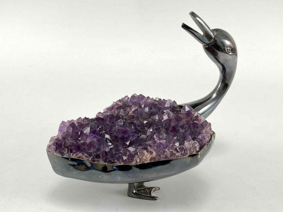 Silver Plate Duck Amethyst Geode Figure (1 of 18)