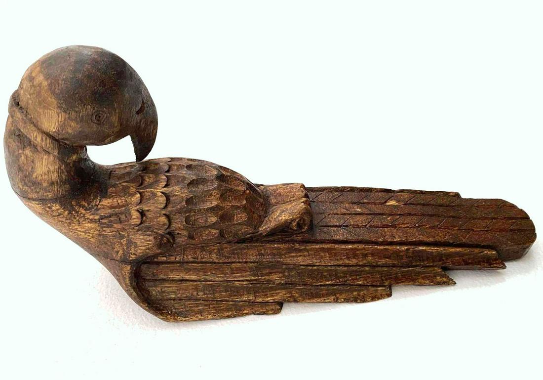 Antique Folk Art Wood Parrot Hook (1 of 16)