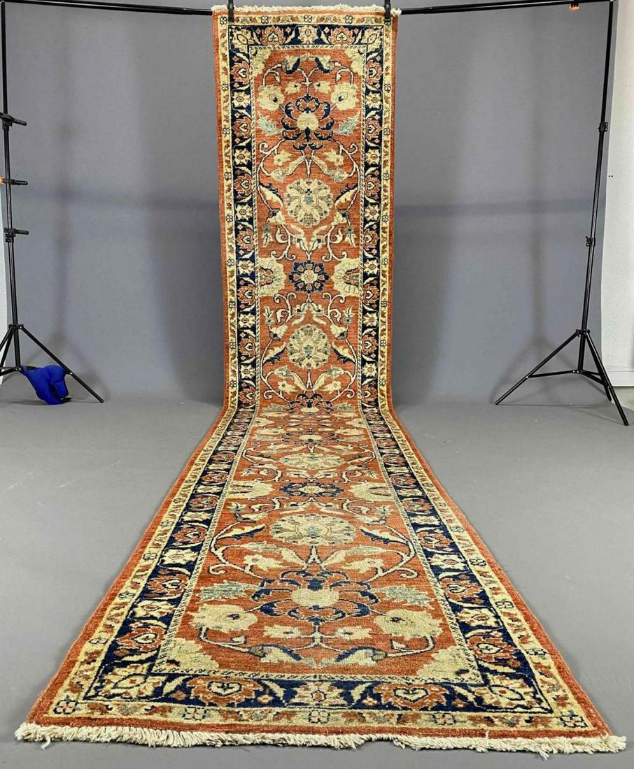 Handwoven Iranian Sarouk Runner: Handwoven Iranian Sarouk Runner. Approximately 152.5 x 30.5 in.