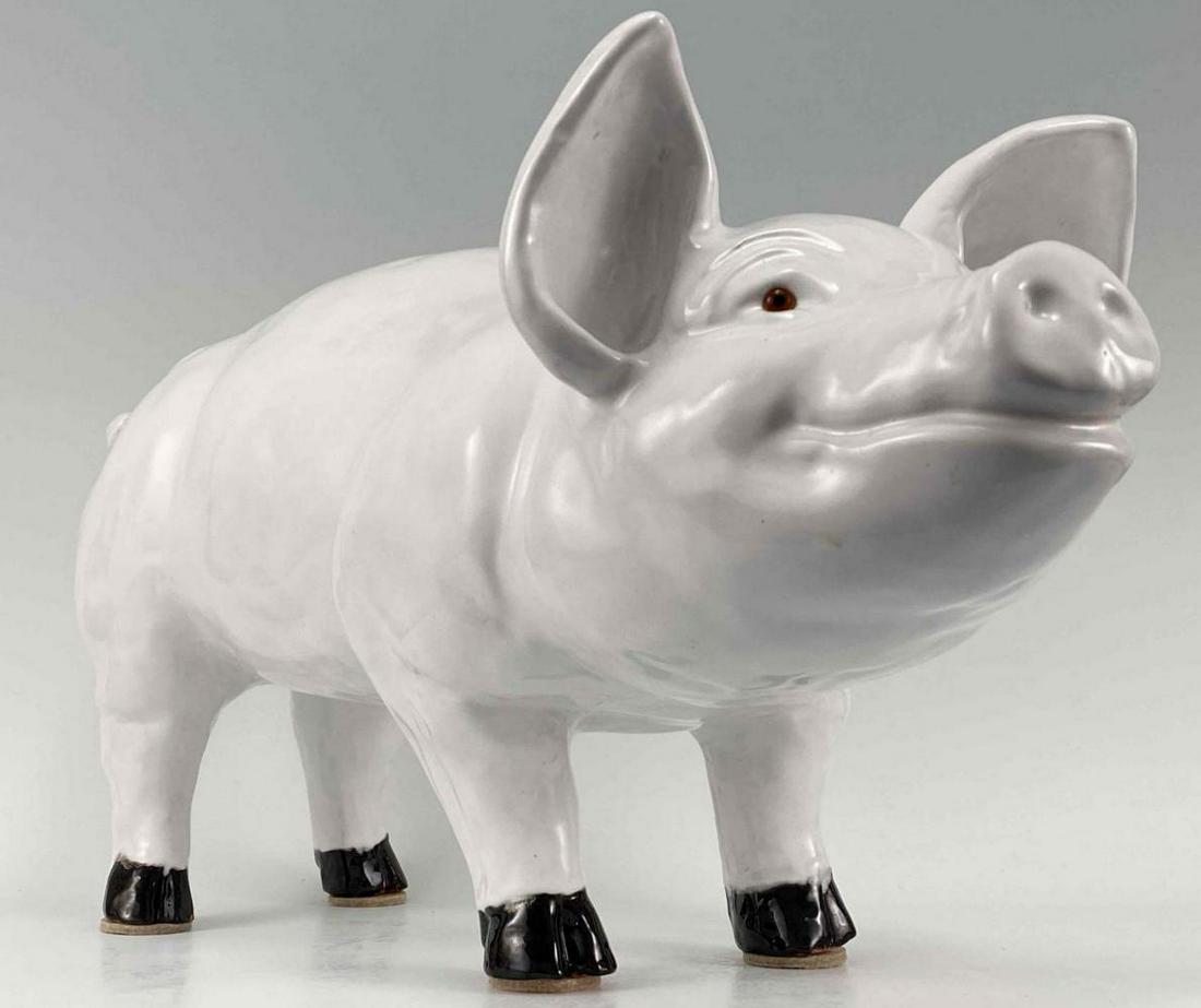 Large Ceramic Pig, Probably French (1 of 16)