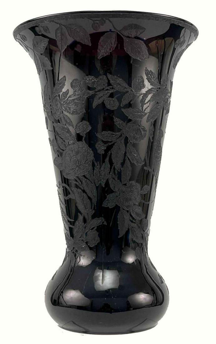 Antique Amethyst Glass Acid Etched Vase (1 of 9)