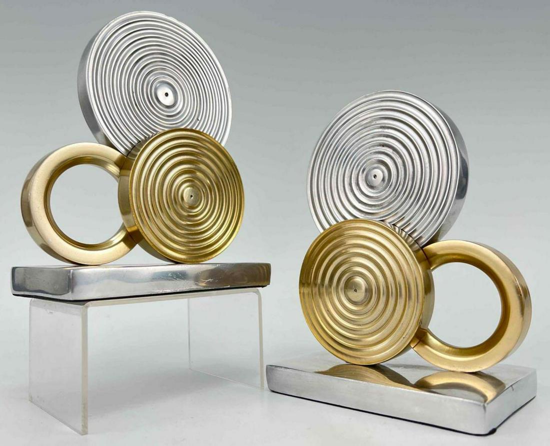Pair of Mid Century Modern Brass and Aluminum Sculptures or Bookends (1 of 15)