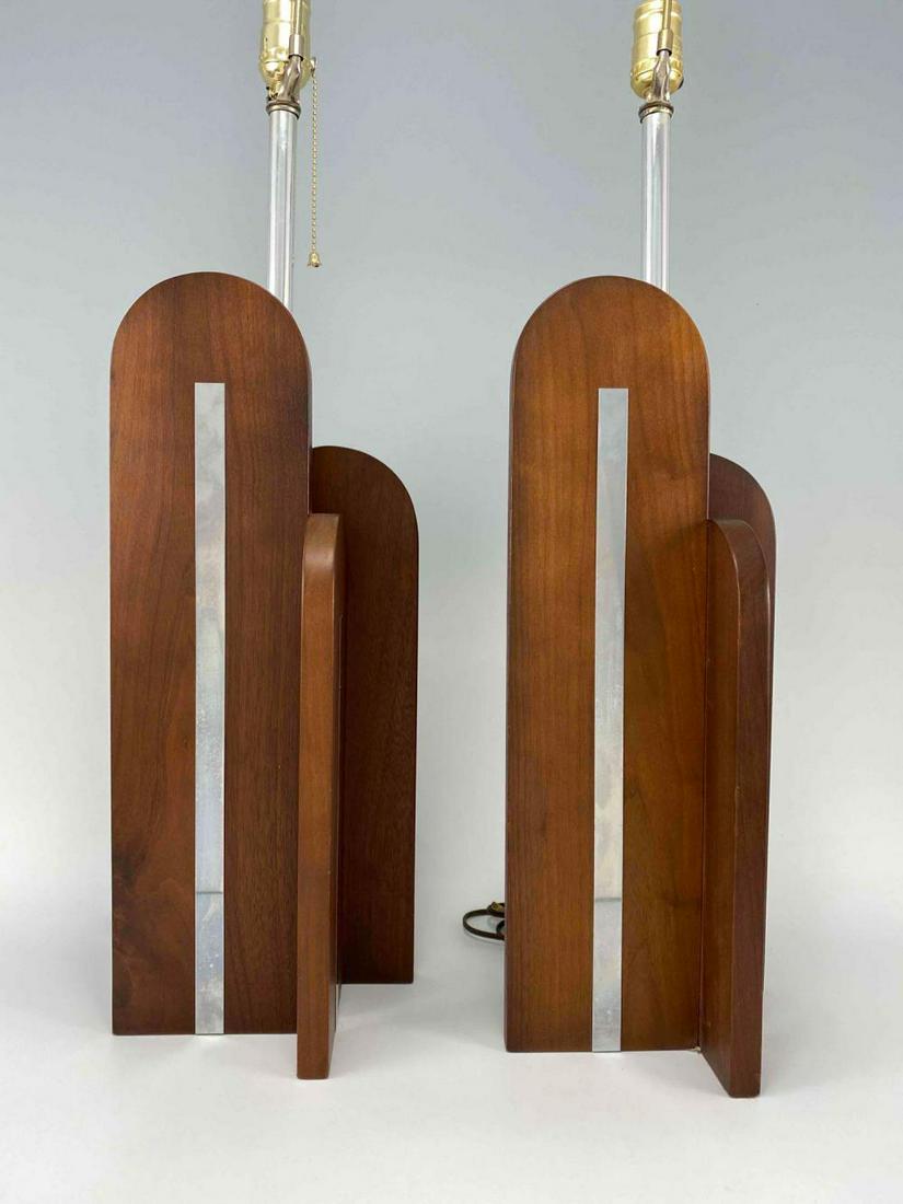 Pair of Mid Century Modern Walnut and Chrome Lamps (1 of 18)