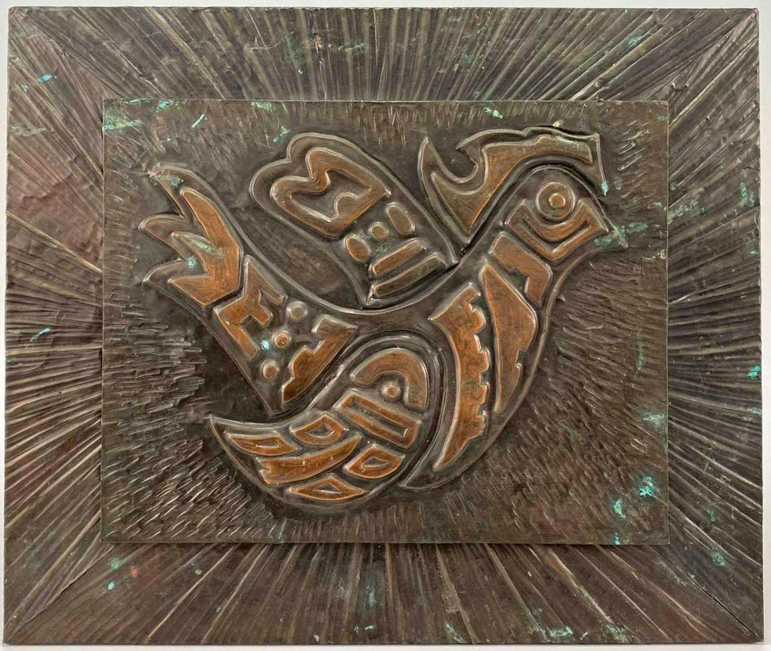 Mid Century Modern RepoussÃ© Bird Plaque (1 of 12)