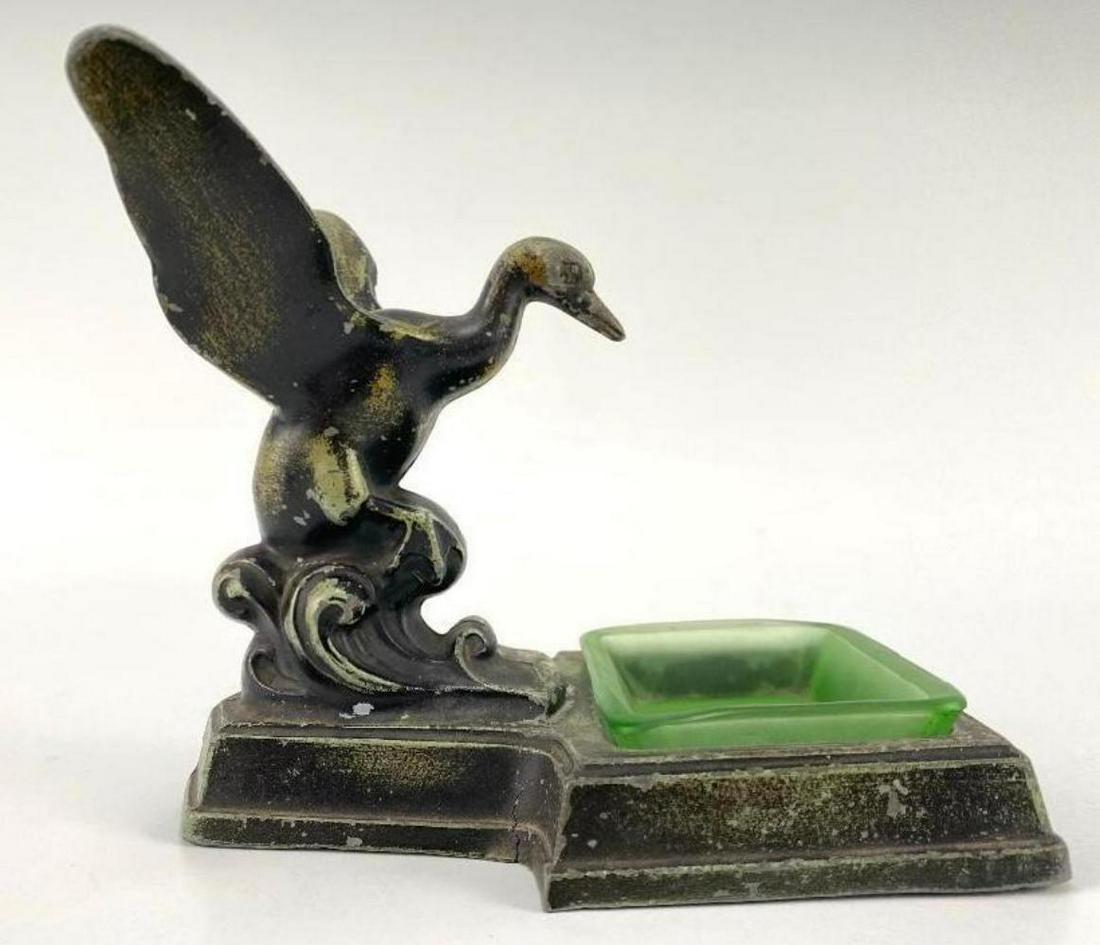 Rare Frankart Duck Ashtray with Green Glass Liner (1 of 15)