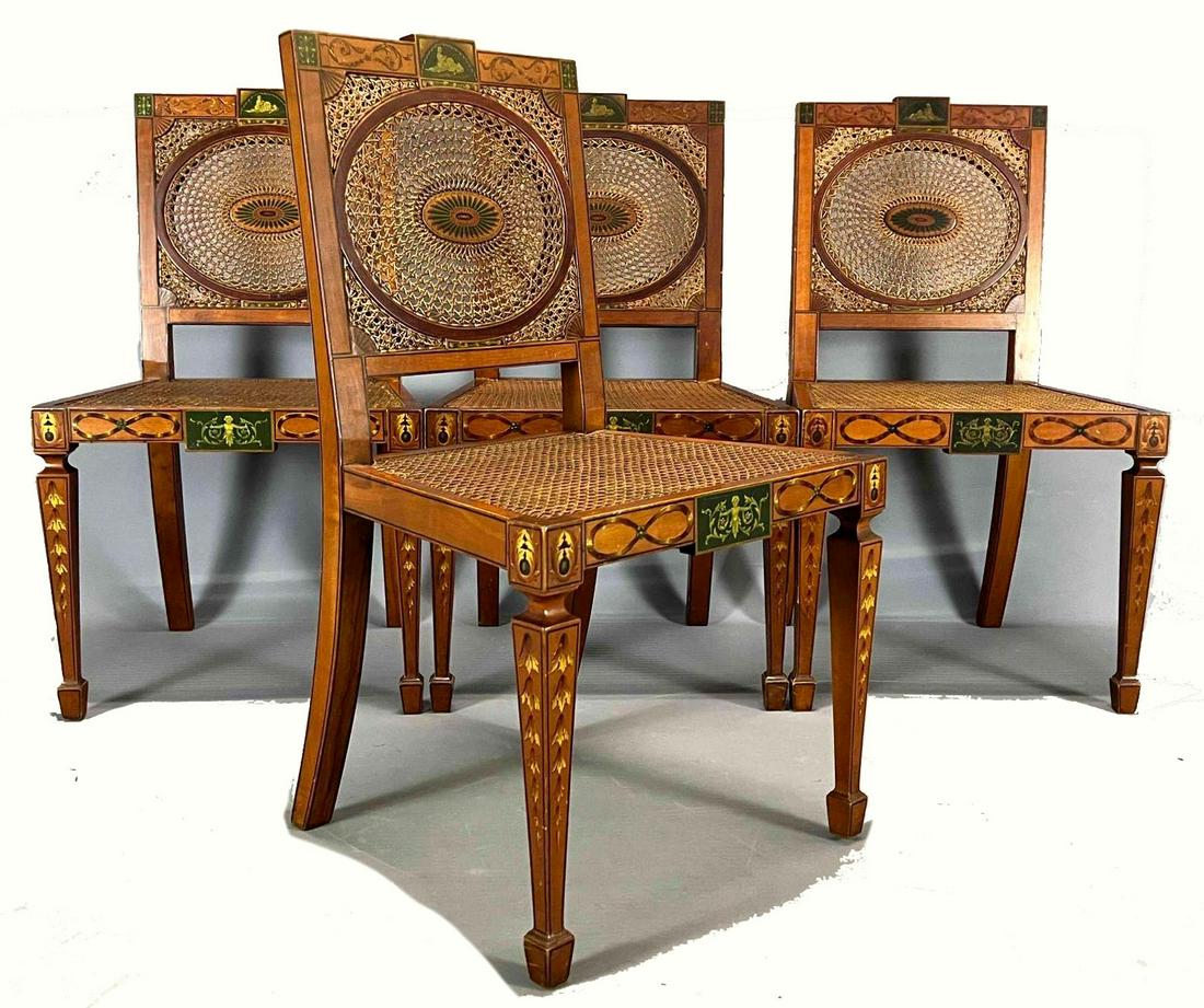 Adams Style Set of Sidechairs with Wicker Medallions (1 of 14)
