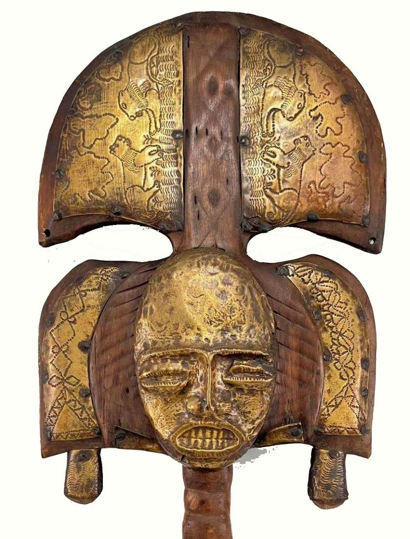African Kota Reliquary, Wood and Embossed Metal (1 of 19)