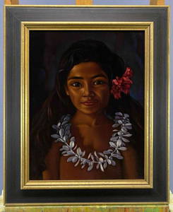 Burke Tyree, Luika Samoan Girl, Oil on Velvet