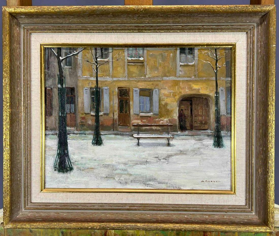 Winter City Scene, Signed Aberson, Oil on Board (1 of 11)