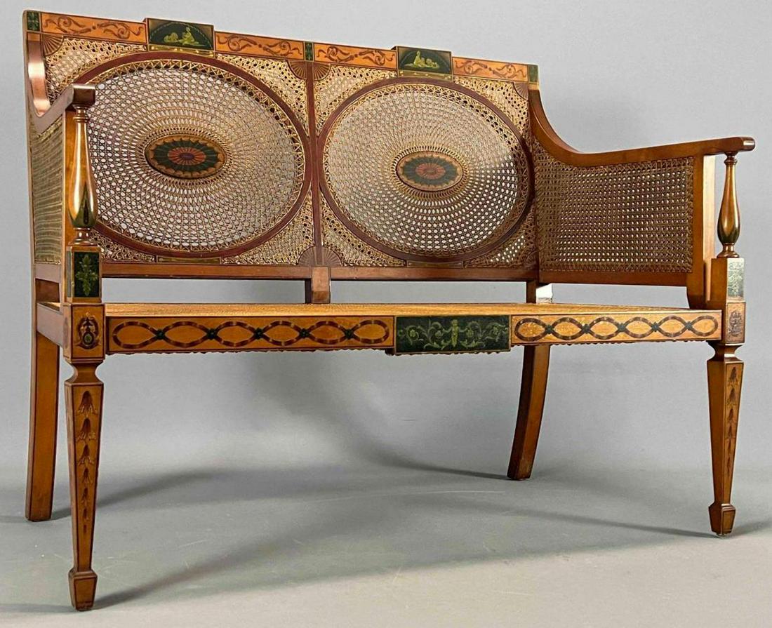 Adams Style Settee with Wicker Medallions (1 of 19)