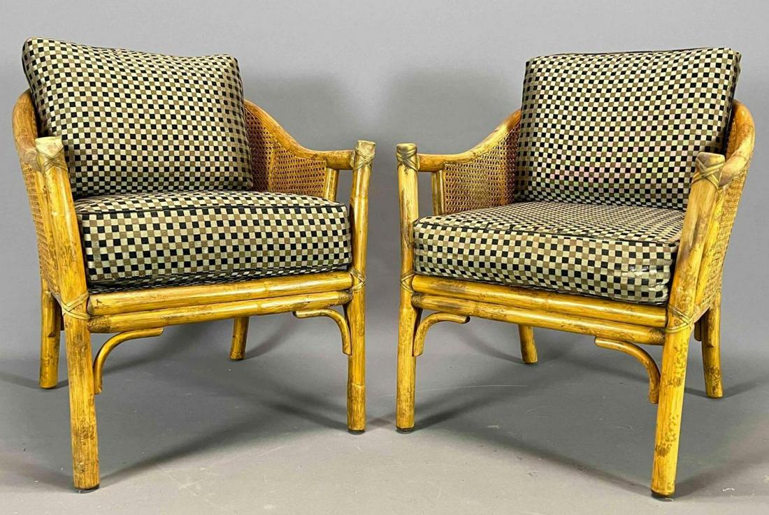 Pair of McGuire Rattan Bamboo Armchairs (1 of 18)