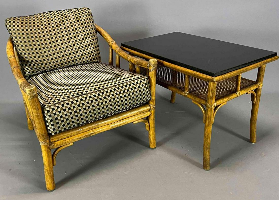 McGuire Rattan Bamboo Armchair and Side Table (1 of 18)