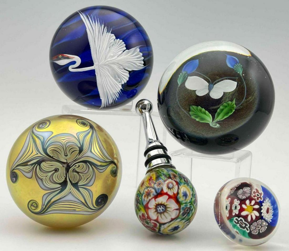 5 Piece Art Glass Paperweight Collection, Zephyr Studios (1 of 20)